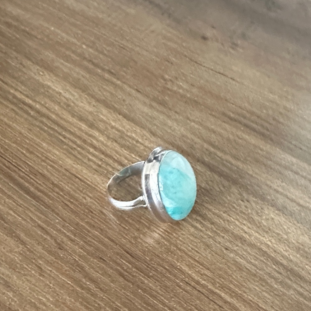 925 Silver Ring with Blue Stone size 7 1/2 - Picture 4 of 5
